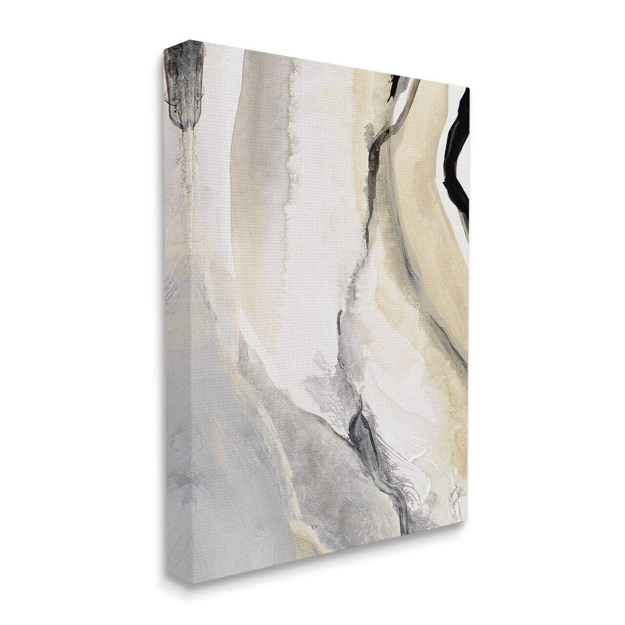 Stupell Industries Abstract Paint Strokes Fluid Beige Movement Canvas Wall Art